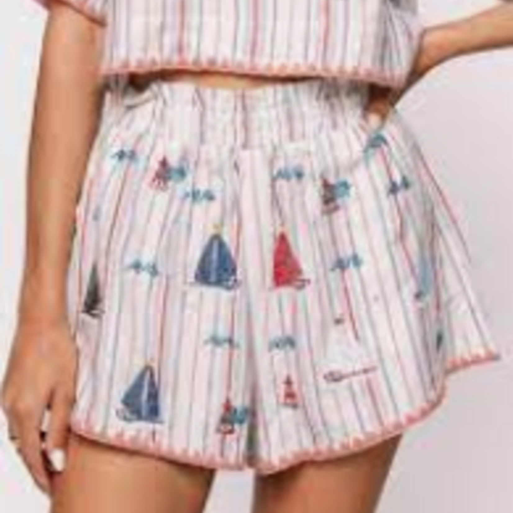 Queen of Sparkles Striped Sailboat Cotton Shorts