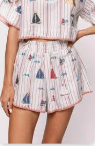 Queen of Sparkles Striped Sailboat Cotton Shorts