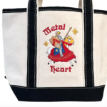 Metal Heart Mini Canvas Tote Bag Vintage Inspired