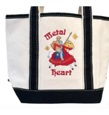 Metal Heart Mini Canvas Tote Bag Vintage Inspired