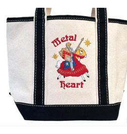 Metal Heart Mini Canvas Tote Bag Vintage Inspired