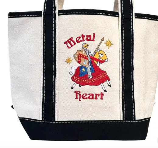 Metal Heart Mini Canvas Tote Bag Vintage Inspired
