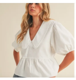 Puff Sleeve Oversize Collar Blouse