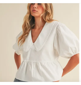Puff Sleeve Oversize Collar Blouse