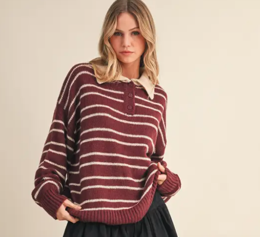 Striped Burgundy Sweater