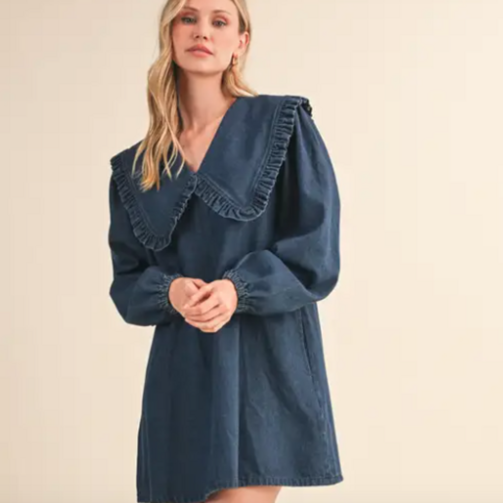 Twila Ruffled Collar Denim Dress