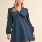 Twila Ruffled Collar Denim Dress