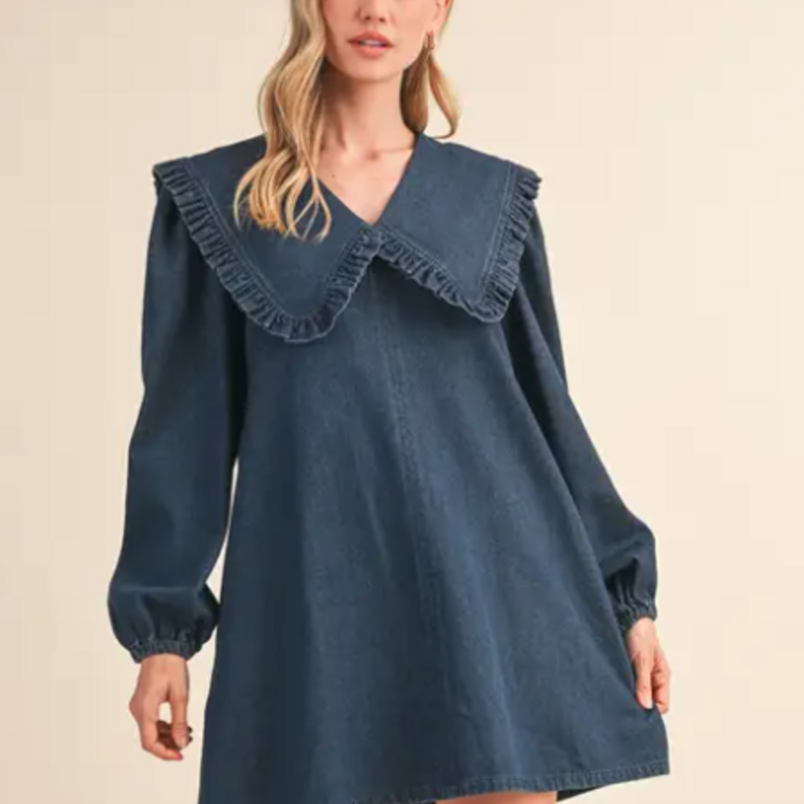 Twila Ruffled Collar Denim Dress