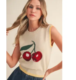 Sleeveless Cherry Sweater Knit top