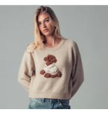 Whimsical Puppy Applique Knit Sweater