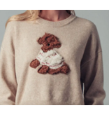 Whimsical Puppy Applique Knit Sweater