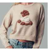 Whimsical Puppy Applique Knit Sweater