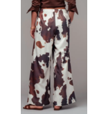 Rustic Ranch Cowhide Print Wide-Leg Pants