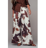 Rustic Ranch Cowhide Print Wide-Leg Pants