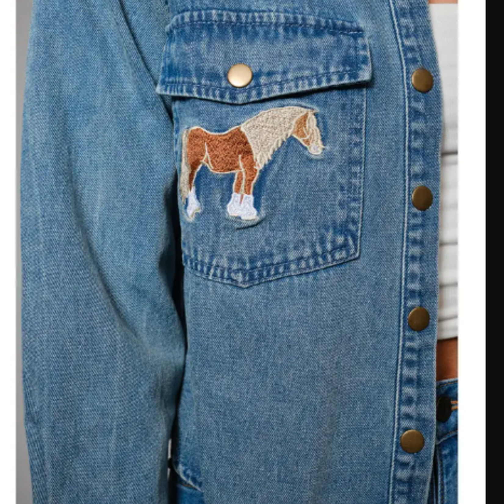 Horse Embroidered Denim Shirt