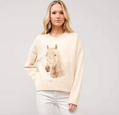 Embroidered Horse Sweater