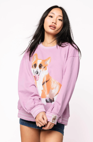 Queen of Sparkles Light Purple Corgi Sweatshirt