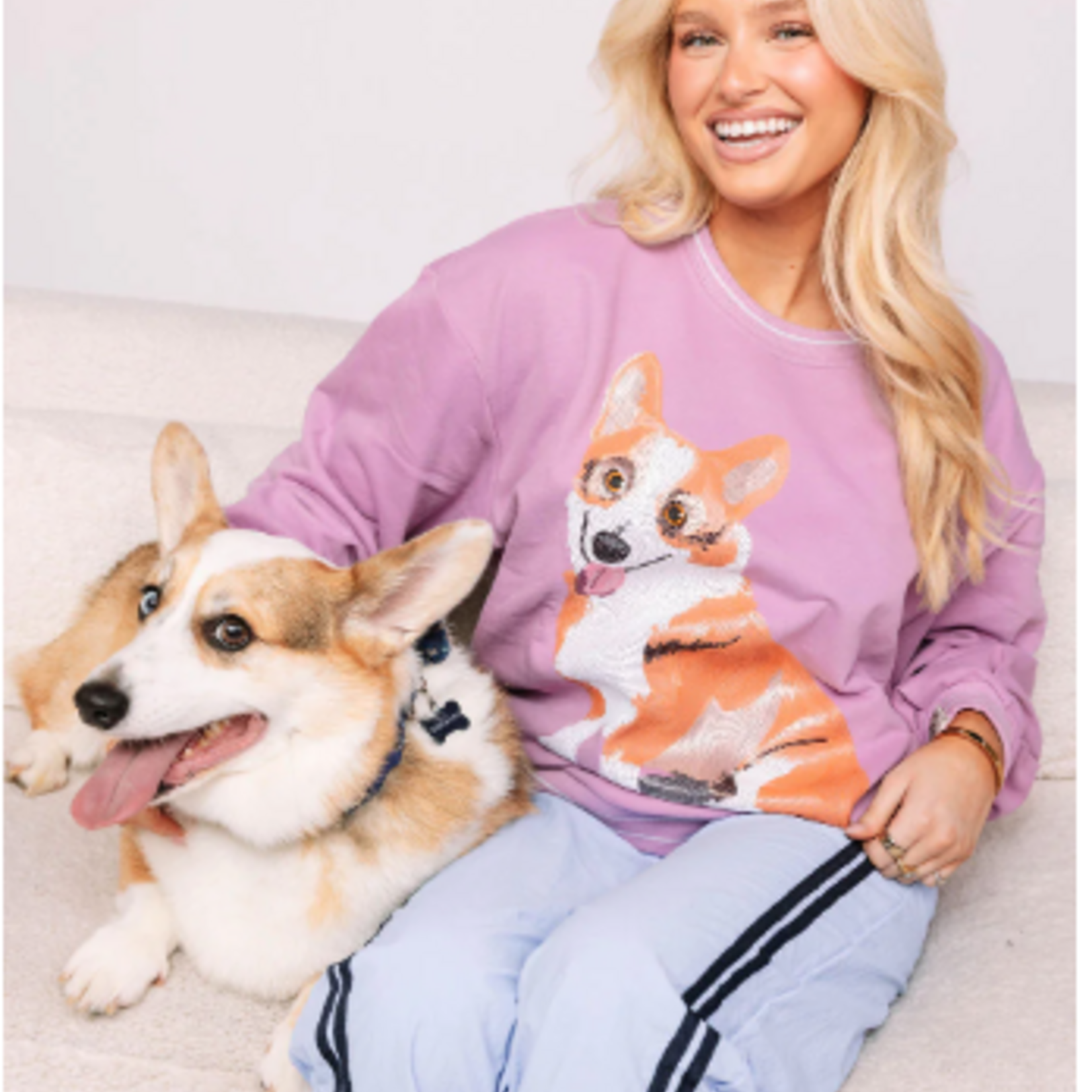 Queen of Sparkles Light Purple Corgi Sweatshirt