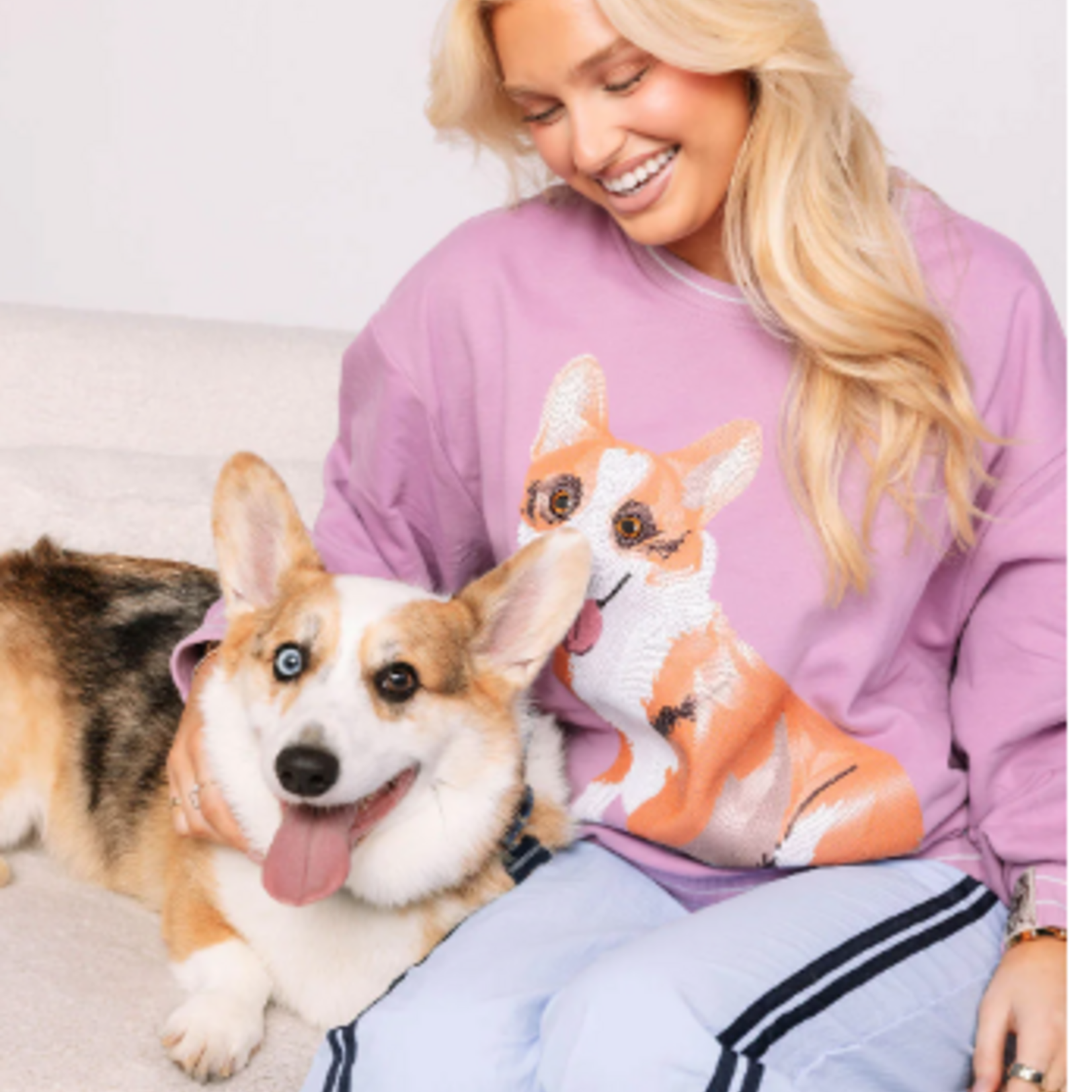 Queen of Sparkles Light Purple Corgi Sweatshirt