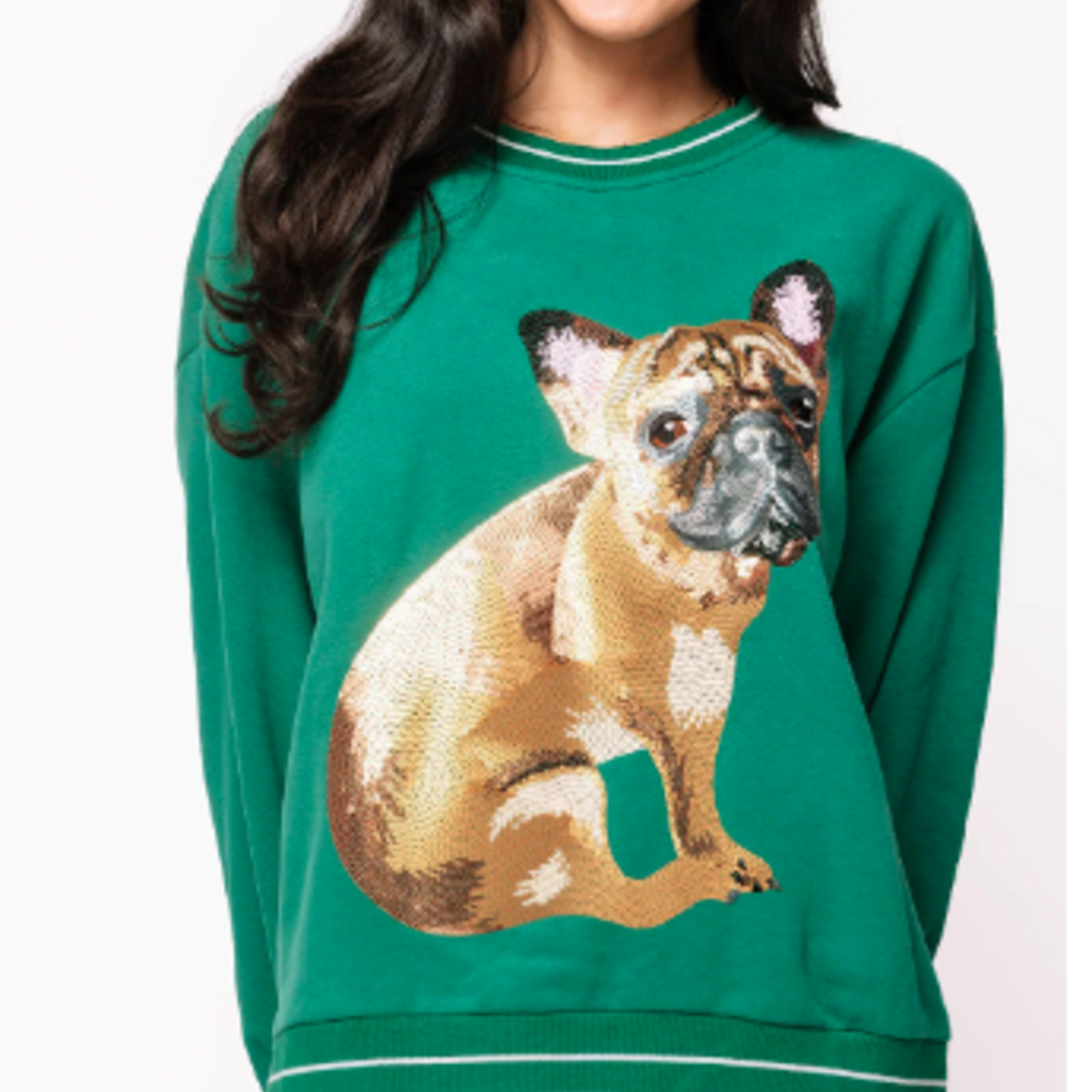 Queen of Sparkles Green French Bulldog Sweatshirt