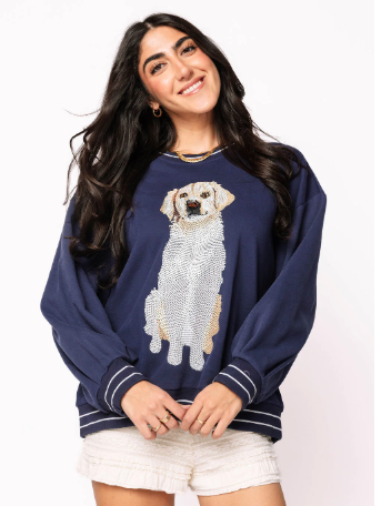 Queen of Sparkles Navy Golden Retriever Sweatshirt