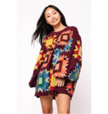 Queen of Sparkles Maroon Patchwork Balloon Sleeve Dress