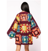 Queen of Sparkles Maroon Patchwork Balloon Sleeve Dress