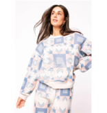 Queen of Sparkles Ivory, Blue & Light Pink Patchwork Sweatshirt