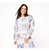 Queen of Sparkles Ivory, Blue & Light Pink Patchwork Sweatshirt