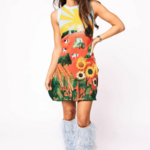 Queen of Sparkles Farm With Knit Sunflowers Tank Dress