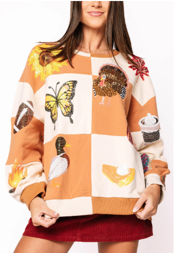 Queen of Sparkles Checkered Fall Icon Sweatshirt