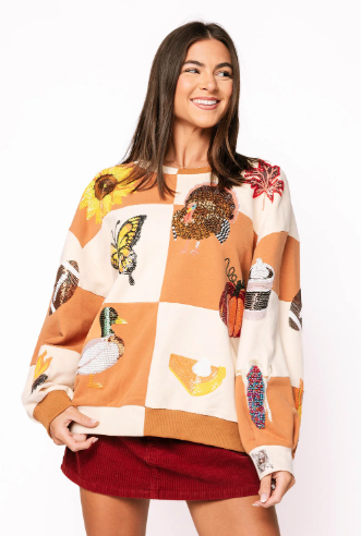 Queen of Sparkles Checkered Fall Icon Sweatshirt