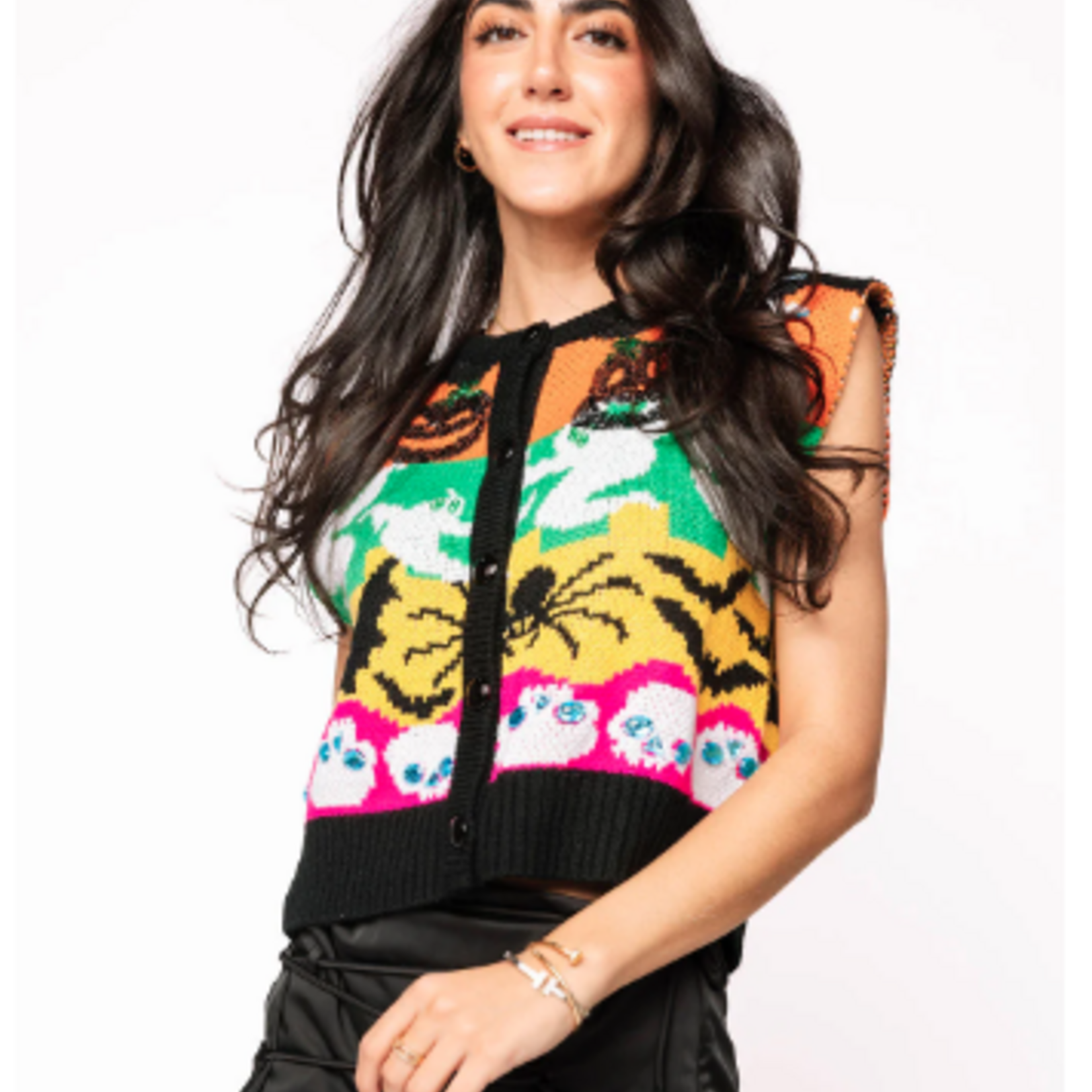 Queen of Sparkles Halloween Icon Button Up Sweater Vest