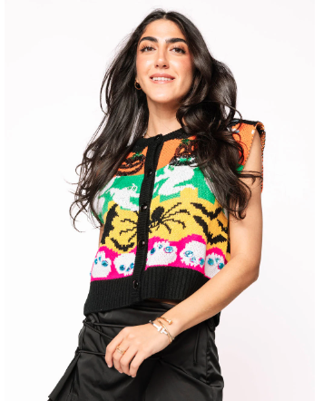 Queen of Sparkles Halloween Icon Button Up Sweater Vest