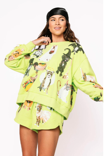 Queen of Sparkles Lime Green Halloween Dogs Shorts