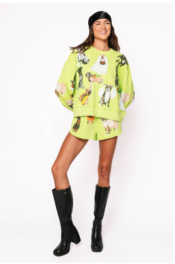 Queen of Sparkles Lime Green Halloween Dogs Shorts