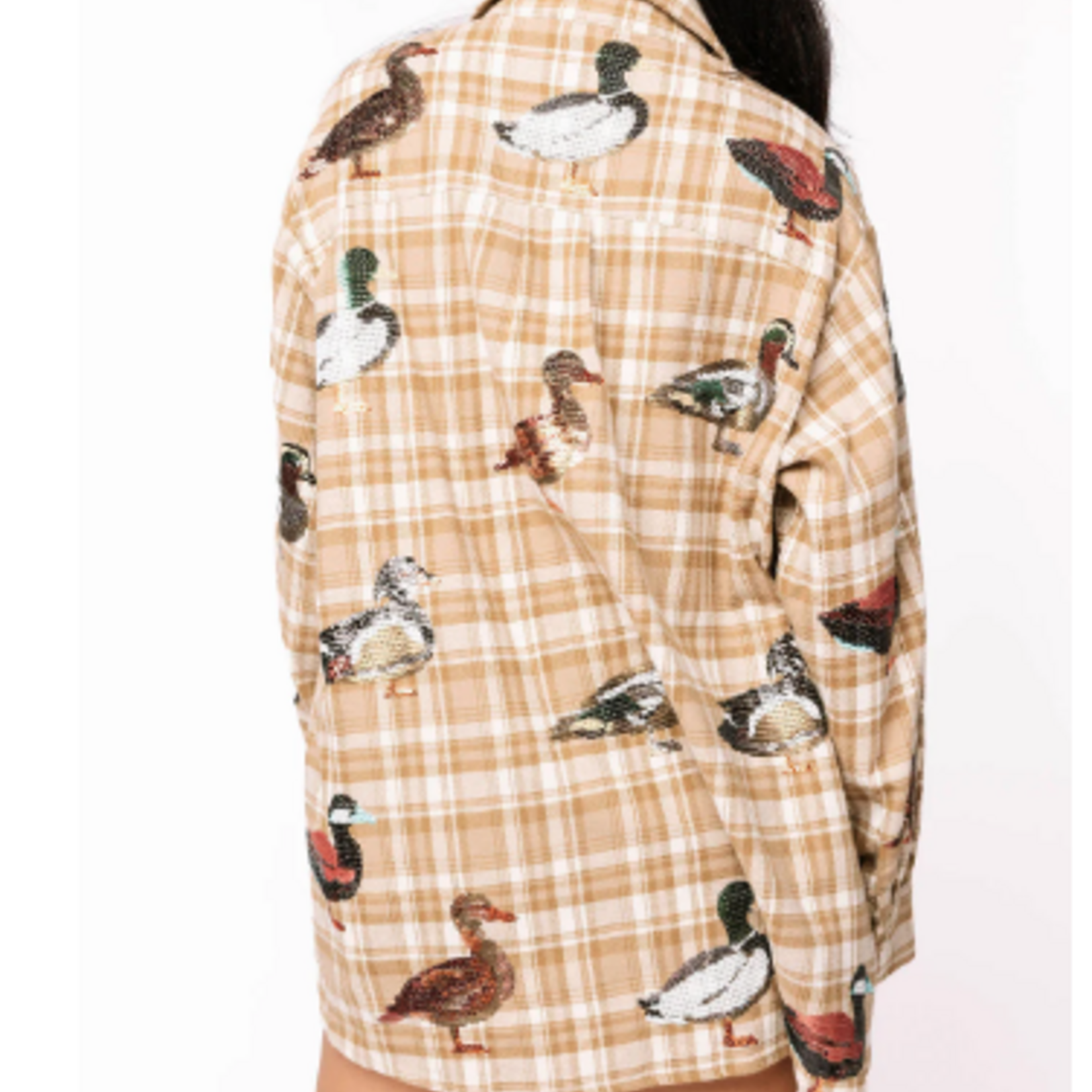 Queen of Sparkles Brown Plaid Duck Button Up Dress