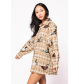 Queen of Sparkles Brown Plaid Duck Button Up Dress