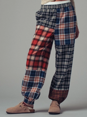 Plaid Patchwork Boho Jogger