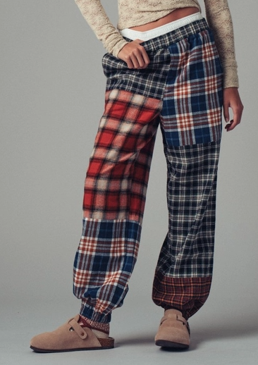 Plaid Patchwork Boho Jogger