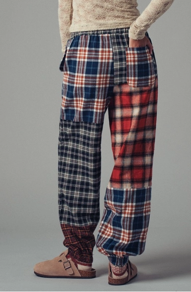 Plaid Patchwork Boho Jogger