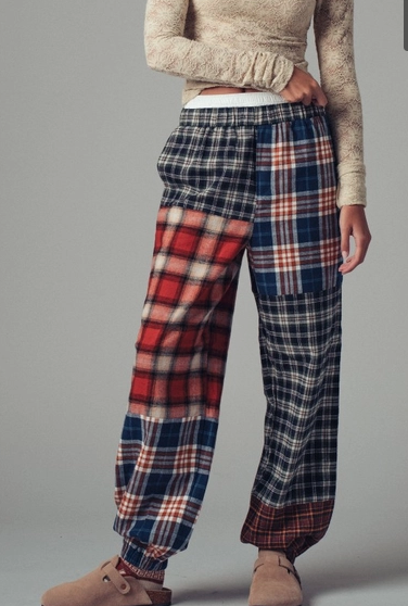 Plaid Patchwork Boho Jogger