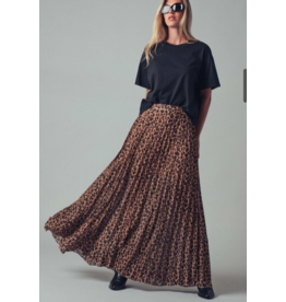 Leopard Pleated  Midi Skirt