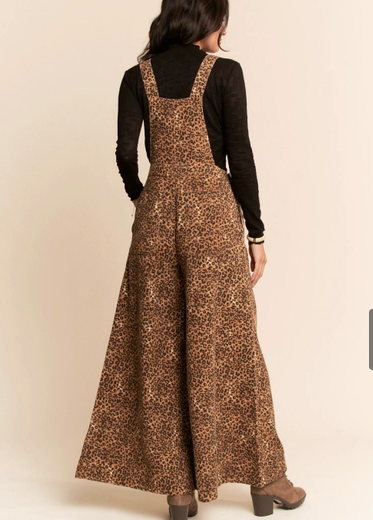 Leopard Wide Leg Overalls