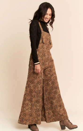 Leopard Wide Leg Overalls