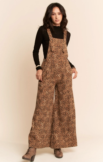 Leopard Wide Leg Overalls
