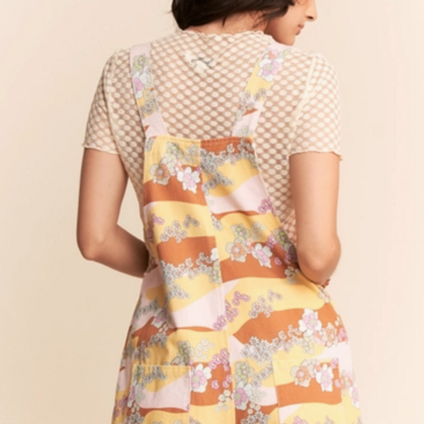 Davi & Dani Washed Retro Print Twill Overall