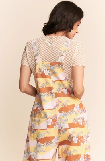 Davi & Dani Washed Retro Print Twill Overall