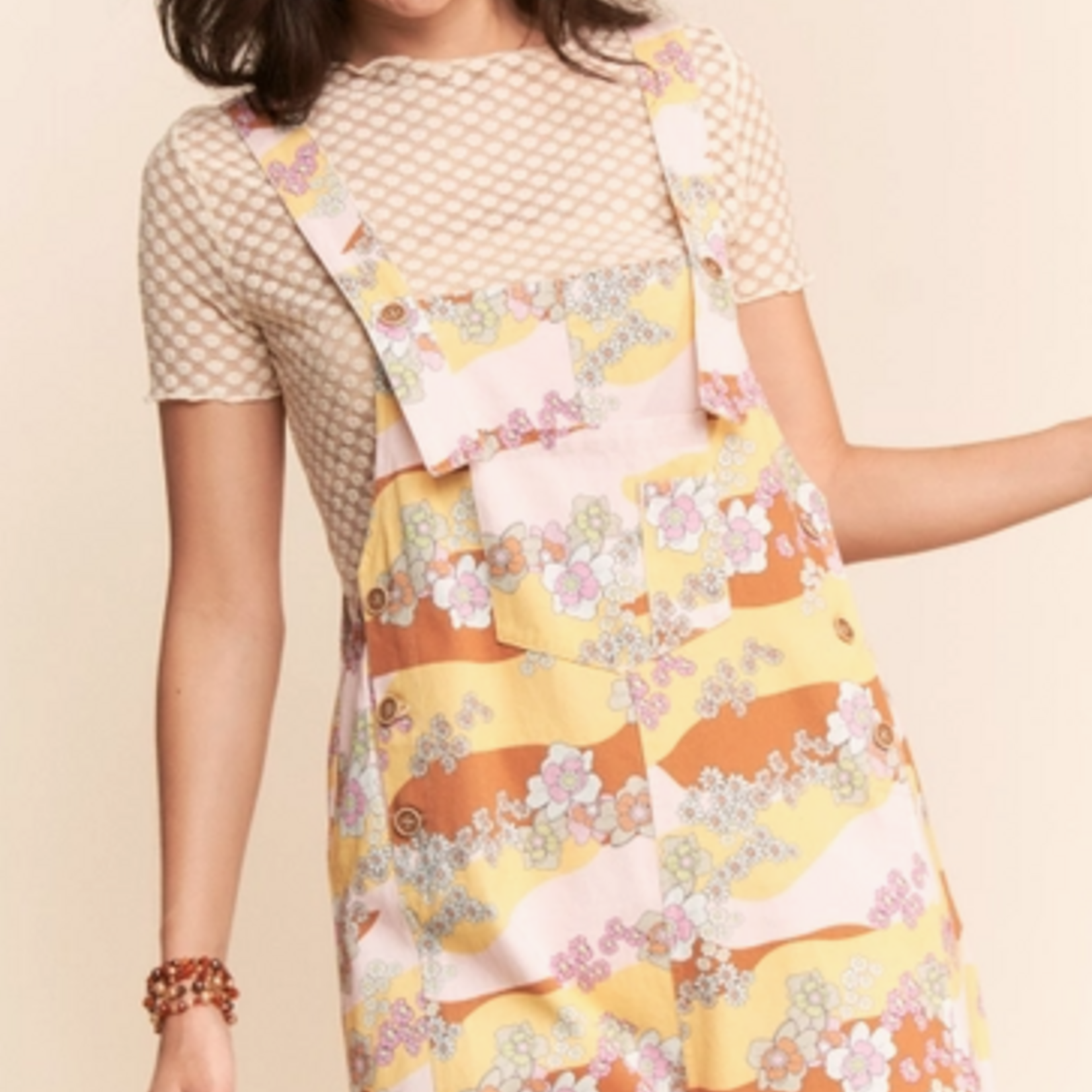 Davi & Dani Washed Retro Print Twill Overall