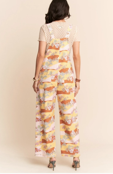 Davi & Dani Washed Retro Print Twill Overall